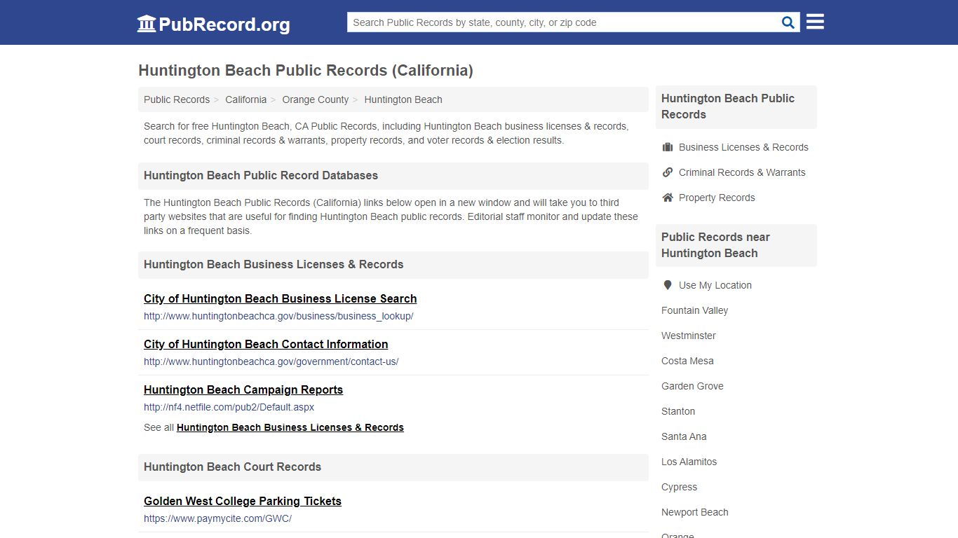 Huntington Beach Public Records (California) - pubrecord.org